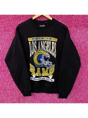 Junk Food Clothing Los Angeles Rams NFL Helmet Logo Crewneck Sweater Small